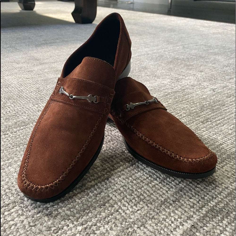 Bruno Magli Brown Suede Loafers - Made in Italy